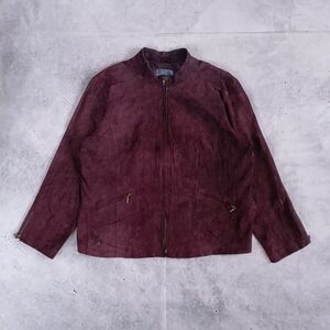 Purple Laura Plus Suede Zip-Front Leather Jacket